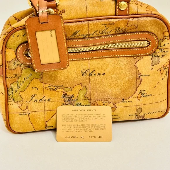 Alviero Martini Brown Map Print purse